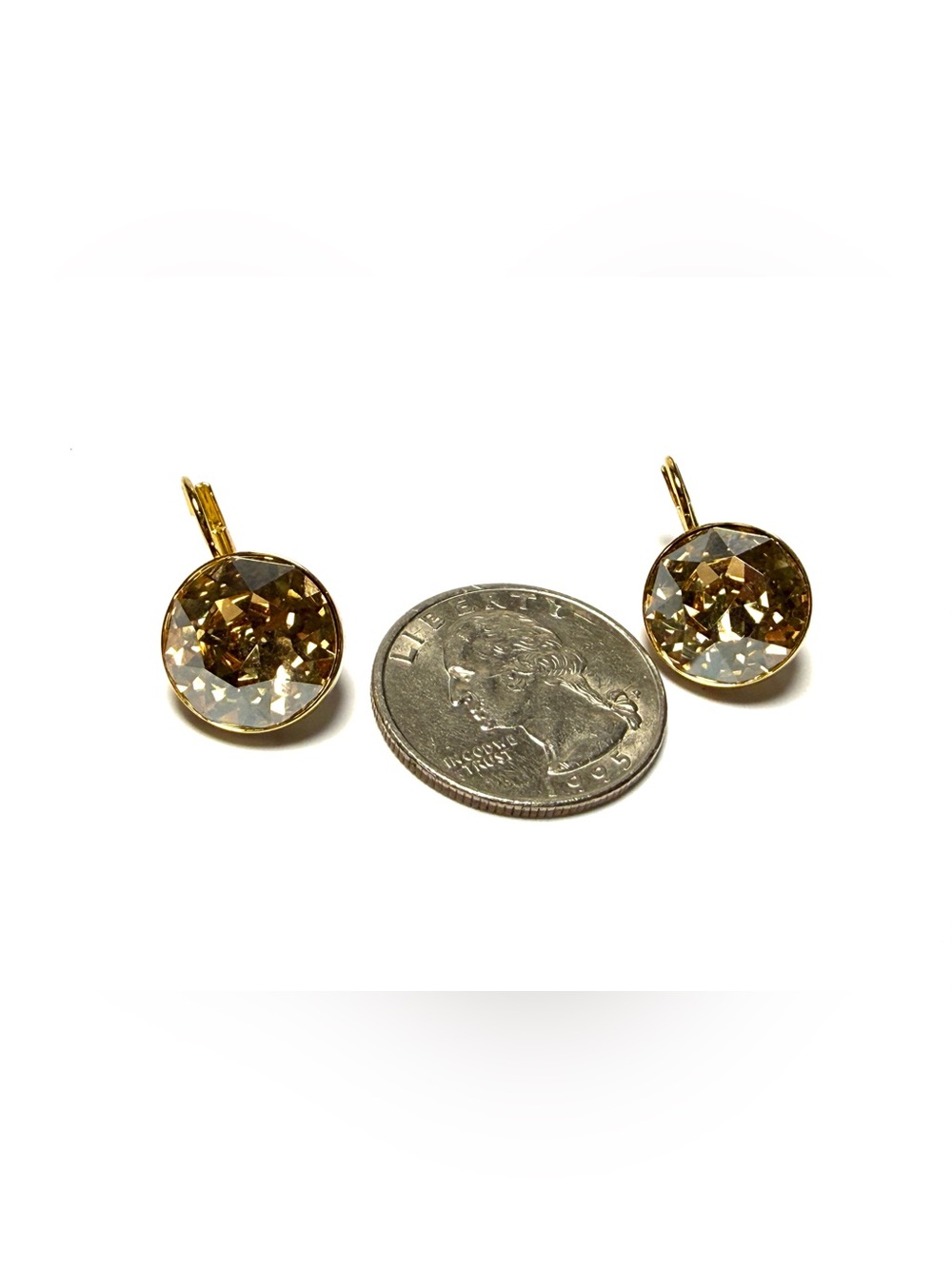 Swarovski Gold-Tone Champagne Crystal Earrings - Picture 6 of 11